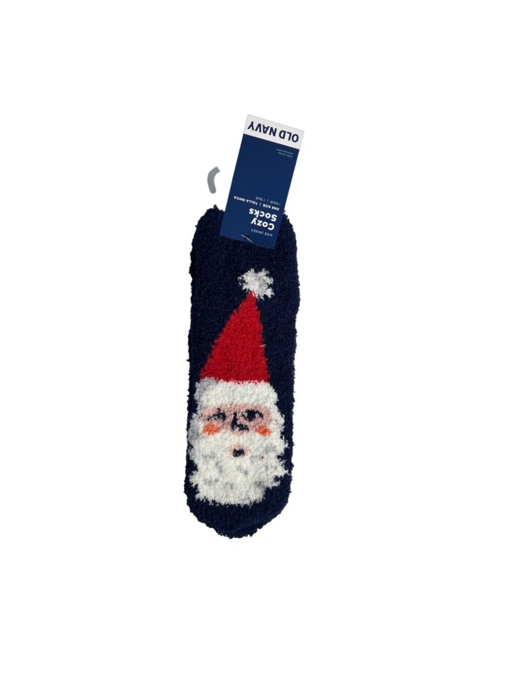 Old Navy Cozy Socks Santa Design Non-Slip Grip Kids OS New Navy Red